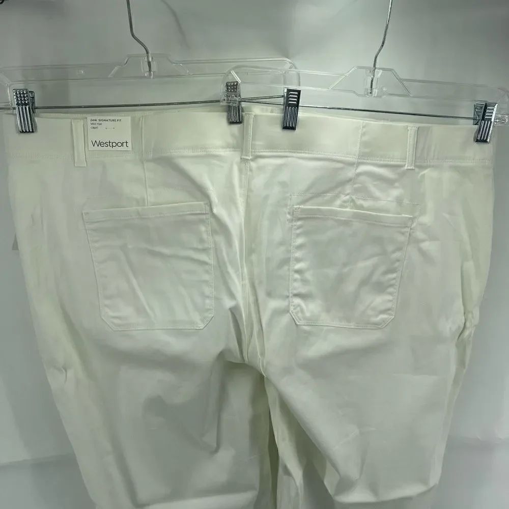 Westport Women's Capri Pants Cuffed Hem Mid Rise Signature Fit Cream Size 24W - Picture 12 of 16